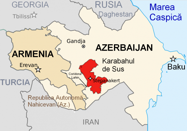 Mapa:Jermenija, Azerbedžan,Nagorno Karabah  Foto: Wikimedia